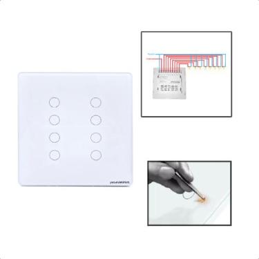 Imagem de Interruptor Inteligente Touch WiFi 8 Botões 4x4 Smart - Nova Digital, 