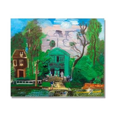 Imagem de NHLDZYH Folhas impressionistas, (Rio Marne os Barqueiros) de Raoul Dufy, reprodução de quadros, quadros de pinturas famosas, imagem murais quartos. 30 x 36 cm apenas tela.