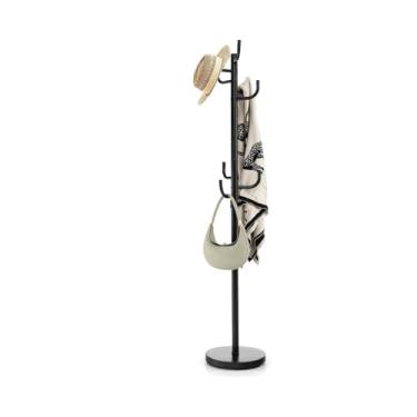 Imagem de Cabide independente de metal resistente com 8 ganchos e base para entrada, quarto, corredor, suporte de escritório