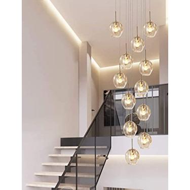 Imagem de Lustre loft duplex oco para sala de estar, moderno, criativo, hotel, villa, escada, teto alto, luminária pendente, minimalista, escada, longo, lustre, luz LED personalizável, tamanho 50x220c
