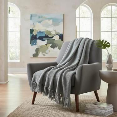 Imagem de Manta Para Sofá 2,40x1,80m 100% Algodão Artesanal (Cinza)