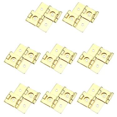 Imagem de T Tulead Dobradiças de armário de dupla ação dobradiças de tela dobrável de ferro dourado 49 x 47 mm pacote com 8 parafusos de montagem