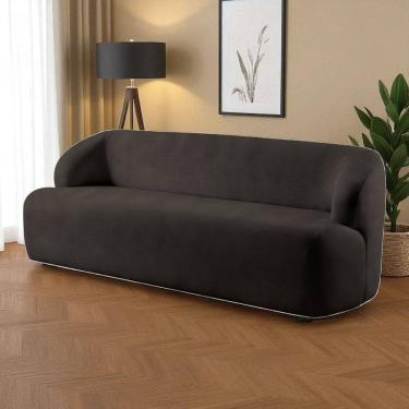 Imagem de Sofá Fixo Noah 3 Lugares Luxo 2,20m Castellar Móbile Sintético Preto