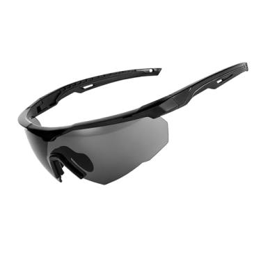 Imagem de Yatrouys Óculos de tiro tático unissex com capa, óculos de resistência a impactos com 3 lentes intercambiáveis, óculos antiembaçamento Airsoft (armação preta)