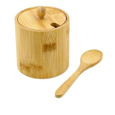 Imagem de Açucareiro Saleiro Porta Geleia temperos Bambu Natural com Tampa e Colher