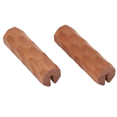 Imagem de Alomejor Grelha Pan Pan, 2pcs, Alça de Substituição de Isolamento de Madeira Com Grampo Seguro para Panela de Pan de Camping Ao Ar Livre (Textura de madeira de Sapele)