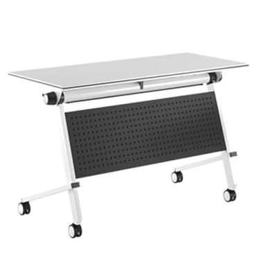 Imagem de Mesa de treinamento móvel flip top com modéstia, mesa de treinamento de seminário retangular moderna, mesa dobrável para computador, pronta para desdobrar e usar (cor: A, tamanho: 120 * 60 * 75 cm) (A