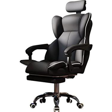 Imagem de Mesa confortável, escritório executivo com apoio para os pés, suporte lombar reclinável ergonômico, mesa de computador, descanso traseiro ajustável, resistente, giratório de 360°, preto, para