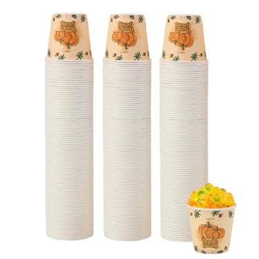 Imagem de Tamone Pacote com 300 copos de Ação de Graças de 85 g, copos de papel pequenos, copos de enxaguante bucal, copos de papel descartáveis, copos de papel de abóbora de 85 g para festa, piquenique,