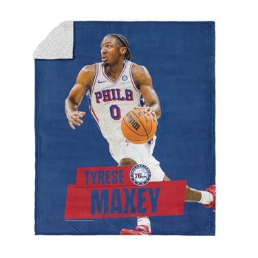 Imagem de Cobertor Philadelphia 76ers Tyrese Maxey NBA Silk Touch Sherpa 127 x 152 cm
