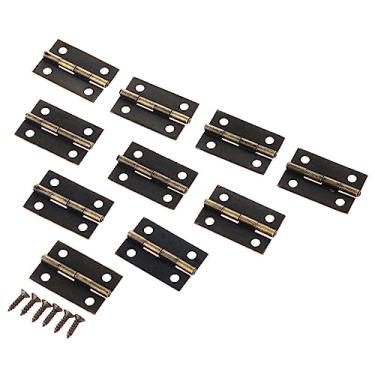 Imagem de 20 peças de dobradiças decorativas de caixa de madeira de 2,5 cm com parafusos, 4 furos para gaveta de móveis, armário, porta, dobradiça, bronze/ouro antigo (bronze)