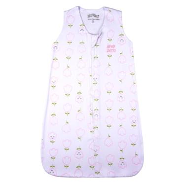 Imagem de Casulo Pijama Saco de Dormir Bebê Menina Suedine Estampado Tulipas 100% Algodão (Branco, P)