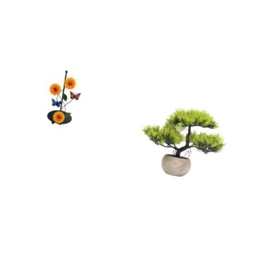 Imagem de Fenteer Porta-lenços Inspirado com Design de árvore Bonsai Artificial, Dispensador de Papel Toalha Vertical Antiderrapante, Folhagens Artificiais para Decoraç