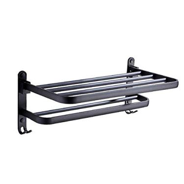 Imagem de MTYLX Prateleira de cozinha removível, prateleira de armazenamento, toalha de banheiro, suporte de parede, alumínio, preto, 3 tamanhos, preto, 49 x 23 x 18,7 cm