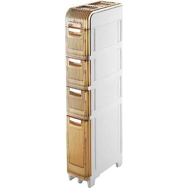 Imagem de Armário de piso de banheiro de 3/4/5 camadas, armário de armazenamento de fendas de banheiro, armário de armazenamento de vaso sanitário, carrinho de armazenamento fino, armário de armazenamento de