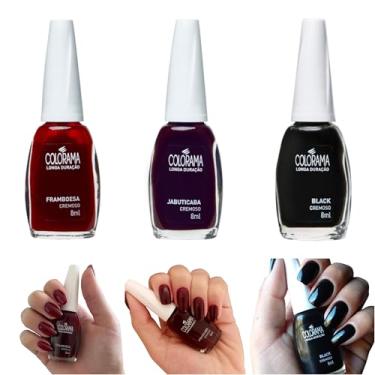 Imagem de Kit Esmalte 10 Tons Vermelhos Cremosos (3 Framboesa,Jabuticaba,Black)