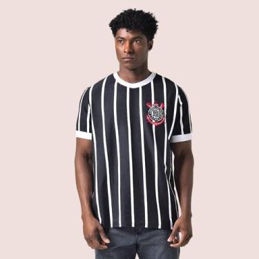Imagem de Camiseta Masculina Retrô Corinthians Democracia 1982 Preto, Preto, XGG