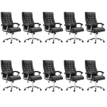 Imagem de Kit 10 Cadeiras Escritório Presidente Ergonômica NR17 material sintéti
