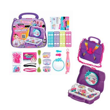 Imagem de Kit Bolsinha Ateliê Infantil Pulseira Biju Roxo- Polibrinq