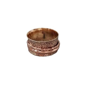 Imagem de Anel giratório de cobre feito à mão, faixa de ansiedade, estilo meditação, joia para alívio de estresse (design aleatório), Cobre, 0