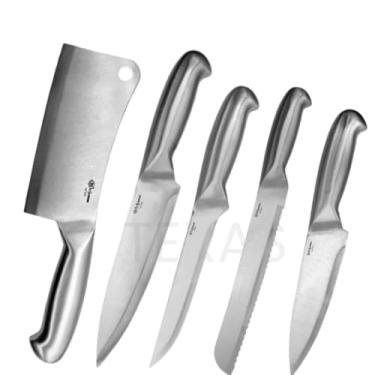 Imagem de Conjunto 5 Peças de Facas Profissionais com Barra Magnética 50cm – Alta Precisão, Corte Afiado e Acabamento Premium em Aço Inox – Texas