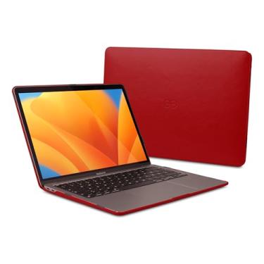 Imagem de Capa Dreem Euclid para MacBook Air – Capa Rígida de 13” para MacBook Air 2022 (M2), Couro Vegano Luxuoso, Proteção Superior e Inferior, Aberturas para Portas USB [Vermelho]