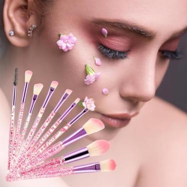 Imagem de Conjunto de pincéis de maquiagem com alça de cristal para mistura de sombra, delineador e ferramentas de beleza facial, 1 conjunto vermelho cebolinha