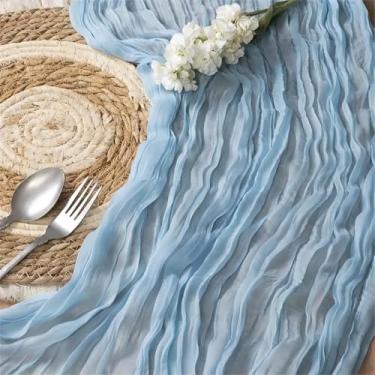 Imagem de Caminho de mesa de gaze azul, 3 m, panos de queijo de gaze, caminho de mesa para casamento, chá de panela, bebê
