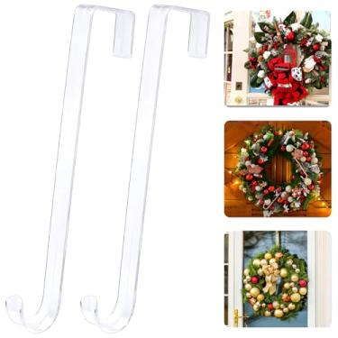 Imagem de Cabides de guirlanda de 30,5 cm, 2 ganchos transparentes que não arranham para decorações de porta da frente