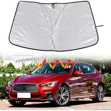 Imagem de 1 peça de para-sol de carro para para-brisa, viseira de sol, para-brisa frontal, capa de para-brisa dobrável compatível com Infiniti (para, Infiniti Q50L, 2017-2023)