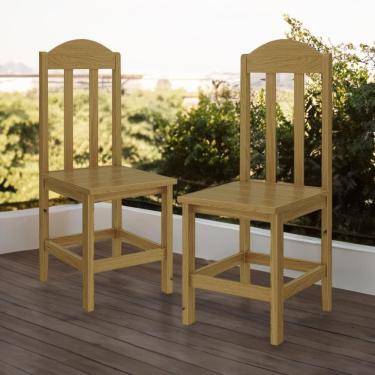 Imagem de Kit Com 2 Cadeiras De Jantar Madeira Maciça Safira Nogueira Sem Estofado Nogueira S/estofado