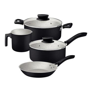 Imagem de Jogo Panelas Tramontina Linz Starflon Max Preto 04 Peças Aluminio Antiaderente Tramontina