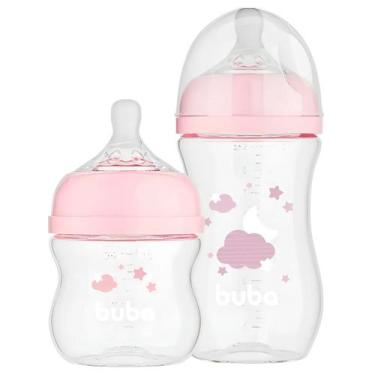 Imagem de Kit 2 Mamadeira Easy Flow Anticólica Buba 120 270ml Rosa Transparente 