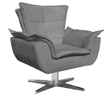 Imagem de Poltrona Giratória Opala Suede Grafite Base Estrela Cromada