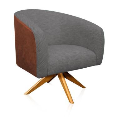 Imagem de Poltrona Giratória Stella Corano Nozes Linho Cinza