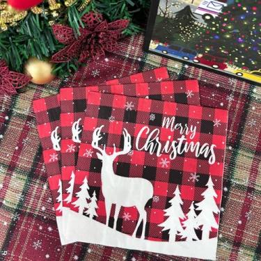Imagem de BESALILY Guardanapos de papel de Natal, guardanapo decorativo descartável, 2 camadas, Natal, Ano Novo, festa, jantar, guardanapo, papel para decoupage (XR7102)
