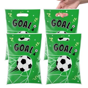 Imagem de Agaommio Sacos de brinde de futebol, lembrancinhas de festa, 50 peças de sacolas de presente de futebol para times esportivos, guloseimas, doces, decorações de festa de futebol para jogos infantis
