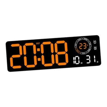 Imagem de Generic Relógio de parede digital retangular com luzes RGB, alarme prático com função, despertador eletrônico de mesa LED moderno para escritório e, Luz Laranja