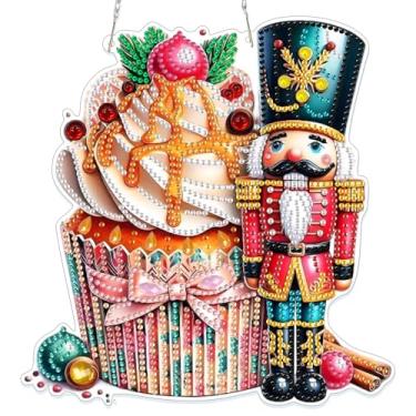 Imagem de GHHKUD Kits de pingentes de quebra-nozes arte de diamante, decoração de pendurar faça você mesmo, bolo de Natal dupla face, ornamentos de diamante para adultos e crianças presentes para decoração de