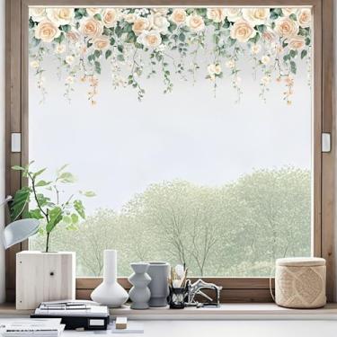 Imagem de Generic 1 conjunto de películas românticas para janela de videira rosa branca 2 peças de PVC colorido 29 x 29 cm