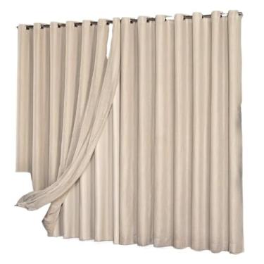 Imagem de Cortina Voil Gaze De Linho Com Forro Blackout 6,00 x 2,30/2,40/2,50/2,60/2,70/2,80 VARAO(bege,2,70)
