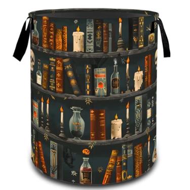 Imagem de VODRM Cesta de livros de bruxaria gótica, cesto organizador de brinquedos sujo dobrável para crianças e adultos, cesto de armazenamento à prova d'água de tecido Oxford para quarto, banheiro, presentes