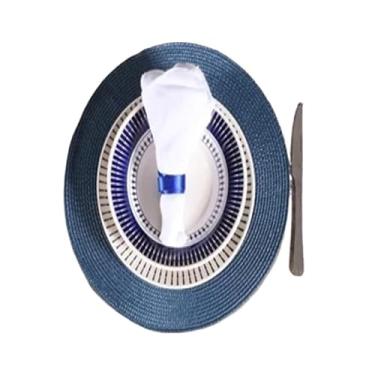 Imagem de 4 Unidades Redondo Jantar Para Mesa Posta Descanso De Prato(Azul Marinho)