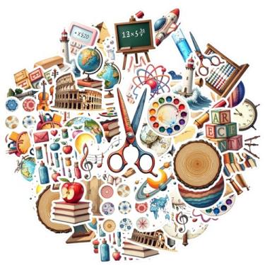 Imagem de 50 peças de adesivos de papelaria para educação, ciência, história, geografia, arte, arte, papelaria, professor, prêmio, histórico, para laptop, bagagem, caderno