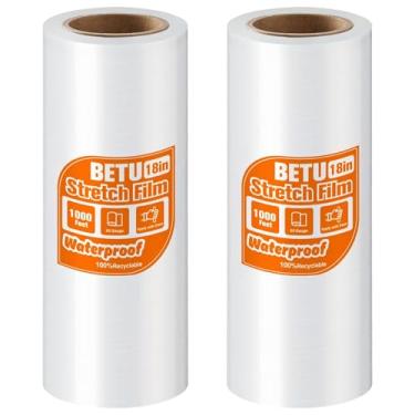 Imagem de BETU Película elástica de plástico para materiais de mudança 45,7 cm x 305,8 m, rolo elástico retrátil industrial para embalagem de móveis caixas de transporte de paletes armazenamento com alças