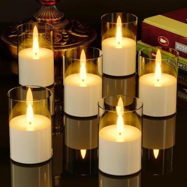 Imagem de Velas LED sem chama VIODAIM, pacote com 6 unidades com temporizador, a