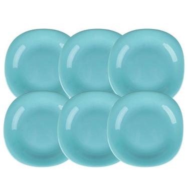 Imagem de Jogo Pratos Sobremesa 21,5Cm 6 Pçs Dama Vidro Opalino Ciano