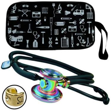 Imagem de Estetoscopio Rappaport Esteto Adulto Black Pediatrico Duplo Rainboow A