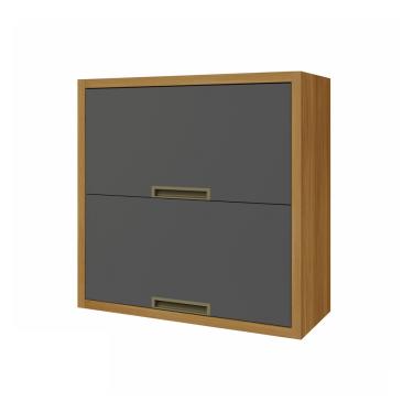 Imagem de Armário Aéreo 2 Portas MDF 80cm Imperatriz Nesher - Freijó/Grafite