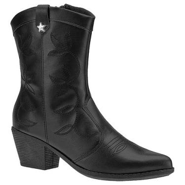 Imagem de Bota Texana Feminina Western Salto Grosso Bico Fino Lazzlu, Preto, 36